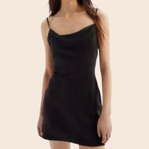 Urban Outfitters UO Black Satin Mallory Cowl Slip Dress Size Small